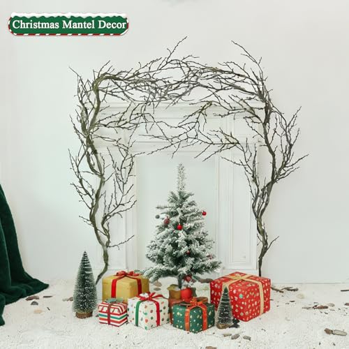 190cm/74.8inch Artificial Creepy Flexible Tree Branches Faux Grape Vines Garland Twigs with Moss Wood Craft for Halloween Door Wall Hanging Haunted Mansion Theme Outdoor Mantel Yules Decoration (2)