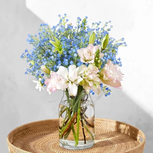 N&T NIETING Babys Breath Artificial Flowers Bulk, 10Pcs Blue Fake Gypsophila Bouquet Flowers Real Touch Faux Babies Breath Arrangement for Wedding Floral Party Home Centerpieces Vase Decoration, Blue - color: Blue, size: 10pcs