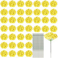 60 Pcs Silk Hydrangea Artificial Flowers Heads with 100 Pcs Stems Faux Flowers for Wedding Centerpieces Long Fake Bouquet for Home Decor Indoor Garden(Yellow)