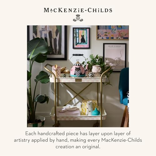 MACKENZIE-CHILDS Ceramic Heart Vase, Unique Decorative Vase, Tall, Black-and-White Courtly Check - size: Tall
