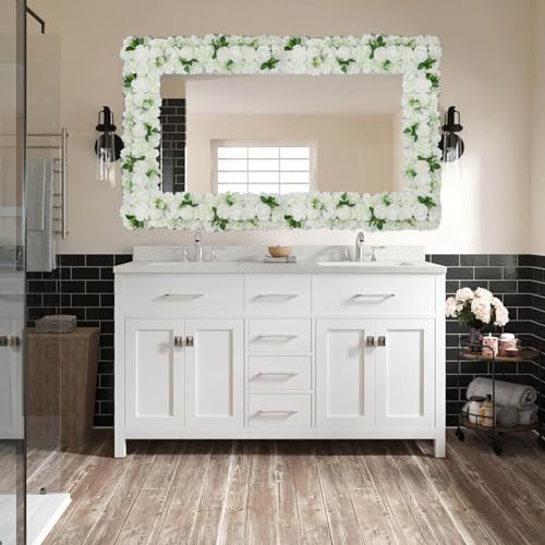 Wedding Arch Artificial Flower Panels - 6Pack White Faux Floral Swags Rose Silk Fake Peony Realistic Corner 3D Flower Row Arrangement Combo for Wedding Reception Ceremony 20.9 * 9.4 * 3inch - color: White -6pcs