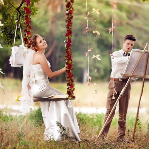 8Pcs 63Ft Burgundy Rose Garland, Fake Flower Vines, Artificial Vine Flowers, Rose Hanging Garland for Party Wedding, Garden, Room Table, Christmas, Backdrop Wall Arch Decor - color: Burgundy, size: 8Pcs-63Ft