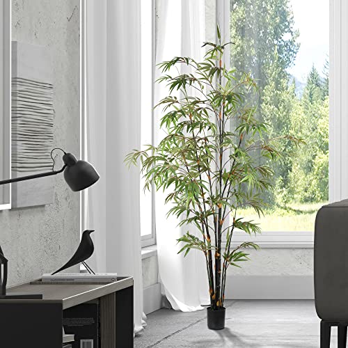 Vickerman Everyday 6' Artificial Potted Black Japanese Bamboo Tree - Premium Lifelike Faux Plant for Home or Office Decor - Maintenance Free Bamboo Tree - size: 6ft