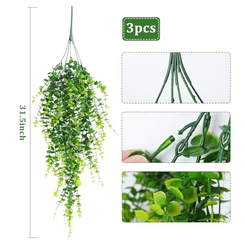 RECUTMS Hanging Money Plants Fake Outdoor Hanging Artificial Flower for Outdoors Hanging Basket Hanging Artificial Plants Plastic Plants Home Garden Wedding Party Decorations - color: Green, size: Hanging Plants