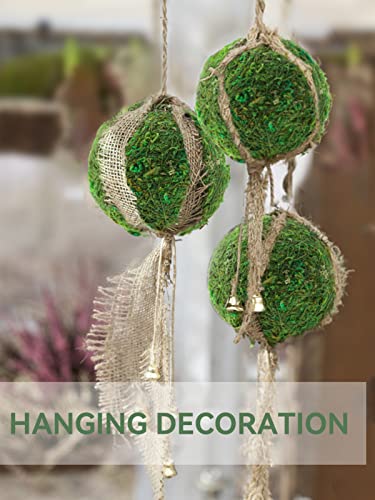 Biubee 12Pack Decorative Faux Dried Moss Balls- 2.2" Artificial Green Plant Mossy Globes Handmade Sphere Moss Gift for Home Dough Bowl Vase Chinoiserie Decors Party Wedding Display - size: S(12pcs)