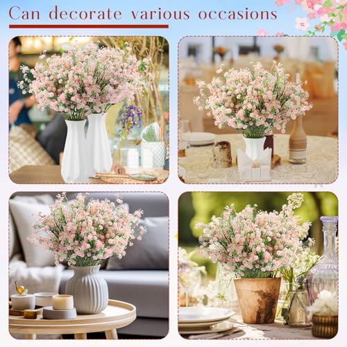 Lyrow 12 Pcs Spring Babys Breath Flowers Wedding Artificial Flowers Bulk Fake Gypsophila Babys Breath Bouquet Sprays Faux Floral for Home Vase Floral Arrangement Mother's Day Decor(Light Pink) - color: Light Pink