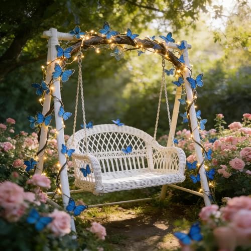 Blue Butterfly LED Tree Branch Lights for Wall, Butterfly Vine Lights for Bedroom with 144 LED Flower String Lights and USB Powered,8Lighting Modes for Indoor Window Wedding Decor (91in) - size: 91in, style: Blue butterfly