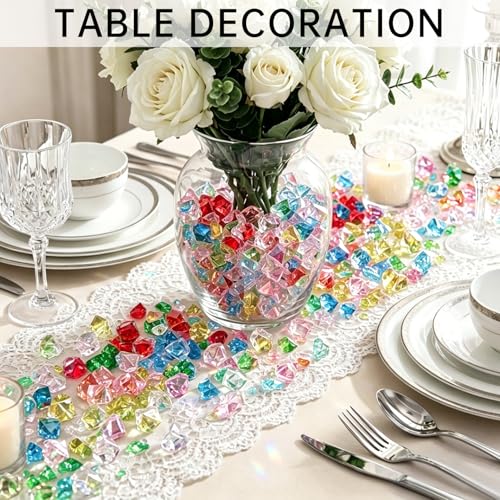 500 Pcs Fake Ice,11 * 14mm Assorted Acrylic Gems Vase Filler,Plastic Diamonds for Table Decoration DIY Craft Aquarium Display Party Centerpieces. - color: Multi 500, size: 11MMx14MM