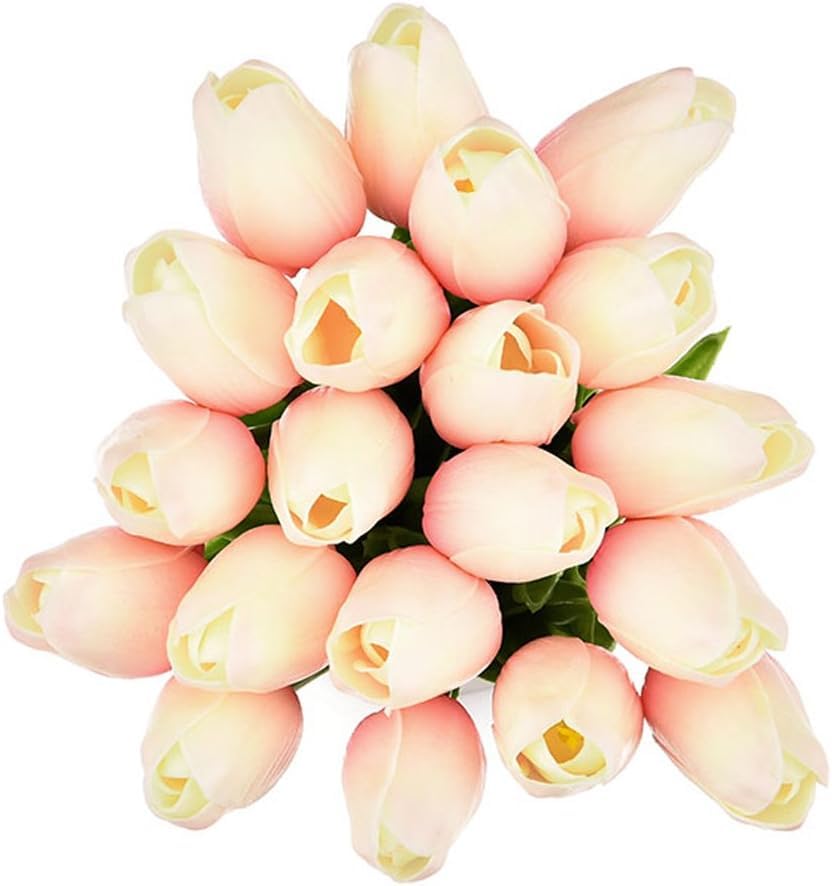 30 pcs Real-Touch Artificial Tulip Flowers Home Wedding Party Decor (Champagne) - color: Champagne