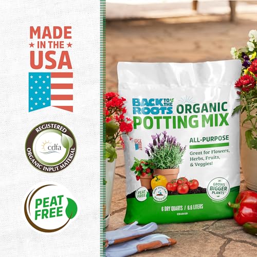 Back to the Roots 100% Organic Potting Mix (Value 12 Quart) | Premium Blend | Made in the USA - size: 12 Quart, style: Premium Potting Mix