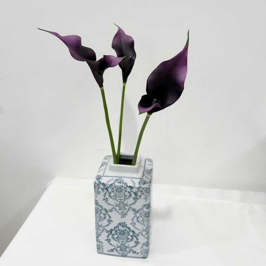 6 Pieces Calla Lily Artificial Flowers,Real Touch Latex Flowers,Long Stem Artificial Flowers for DIY Wedding Bouquet Party Home Table Centerpieces Decor (Dark Purple) - color: Dark Purple