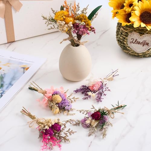 12/24 PCS Charming Dried Flowers Bouquet for Vase Various Dried Wildflowers with Stems Mini Handmade Wildflowers Natural Real Flowers Bulk Flowers Craft (Blossoms, 12 PCS) - color: Blossoms