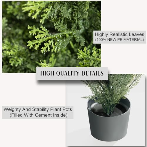 AOKIIE 6FT Artificial Cedar Topiary Trees Set of 2，72 Inch Tall UV Protection Fake Cypress Trees for Outdoors, Realistic Potted Pine Plants for Patio, Porch, Home, Doorway Decor