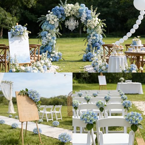 6PCS Realistic Artificial Silk Hydrangea Flowers, Premium Fake Hydrangea Flowers Bouquet with Stems, Full Faux Hydrangea Blooms for Home Wedding Table Party Office Decorations(Deep Lake Blue) - color: Deep Lake Blue