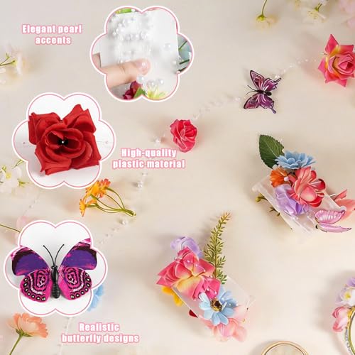 5pcs 36 ft Flower Garland Artificial Hanging Wildflower Garland Fake Silk Flower Vines Floral Garlands with Butterfly for Spring Summer Wedding Bridal Birthday Grad Party Backdrop Background Decor - color: Colorful, size: 5pcs
