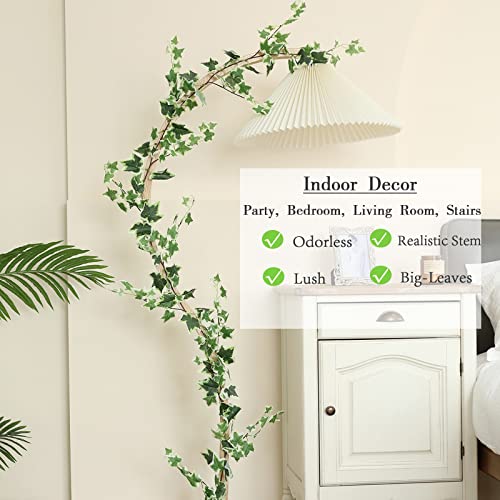 Dallisten 3 Strands Odorless Artificial Ivy Vines Kit, 71" Silk Ivy Garland with Green Leaves, Fake Hanging Plants Greenery Decoration for Bedroom, Windows, Walls, Wedding, Outdoor Decor - color: Green White Ivy