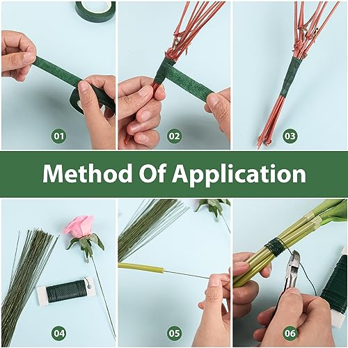 NESCCI Floral Arrangement Kit with Green Floral Tape and Wire,26 Gauge Floral Stem Wire,22 Gauge Floral Wire,Boutonniere Pin for Bouquet Stem Wrap Florist. - size: Floral Arrangement Kit