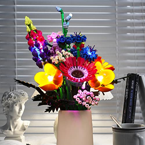 BrickBling LED Lighting Compatible with Lego Icons Wildflower Bouquet 10313 Artificial Flowers; Creative Light Kit Compatible with Lego 10313, Great Gift for Adults