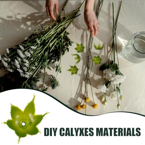 TEHAUX 100pcs Plastic Rose Calyxes 2.2 x 1.4 inch Green Flower Sepals for DIY Artificial Flower Stems Floral Craft Receptacle Bases for Home and Shop Decorations