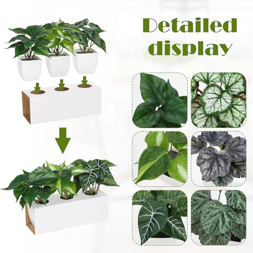 Briful 6PCS Fake Plants Potted Artificial Plants, Mini Faux Plants in White Pots Greenery Décor for Home Office Table Shelf Bathroom Farmhouse Indoor Decoration - color: Type#4