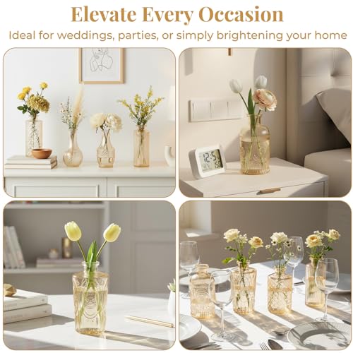 BEAHOT Bud Vase in Bulk - Flower Vases for Wedding Decorations, Glass Vase for Table Decorations, Small Vase for Home, Mother's Day, Centerpieces, Party, Office (32pack,Gpld) - color: Gold