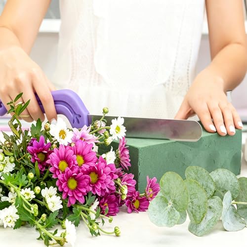 Tinsow Floral Foam Knife Florist Professional Cutting Knife for Flower Foam Block, Cake, Fruit, Utility Tool for Flower Clay Blocks (Light Purple) - color: Purple