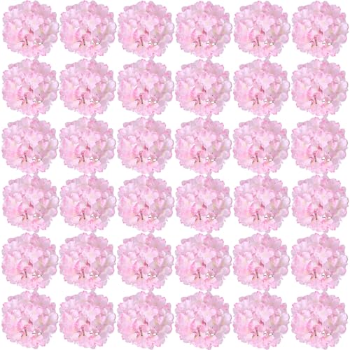 FagusHome Silk Hydrangea Heads 36 Pcs Artificial Flowers Heads and 3 Dozens Stems Fake Hydrangea Flowers with Stems for Home Wedding Decor (Light Pink) - color: Light Pink
