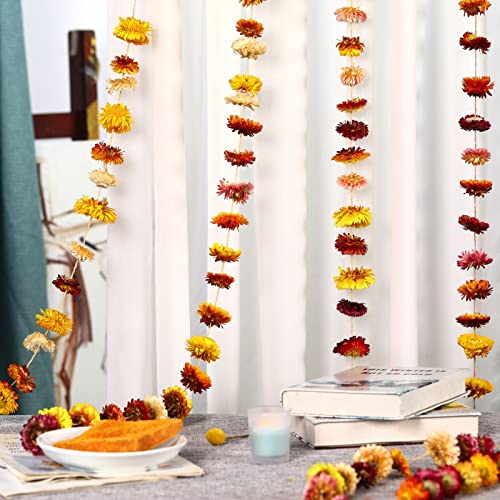 Christmas Decorations, 10ft Dried Flowers Garland Real Daisy Sunflower Garlands Dry Flower Chain with 42 Colorful Flower Heads for Boho Home Wedding Party Wall Hanging Bridal Window Indoor Decor - size: 1PCS-10FT-Multi-color