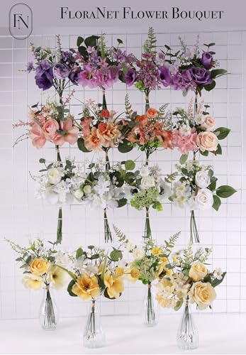 4Pcs 13.5" Flowers w Glass Rose,Magnolia, Anemone,Poppy, Hydrangea,Ranunculus Mix Arrangements for Home Office Bathroom Dining Table Coffee Table Decor