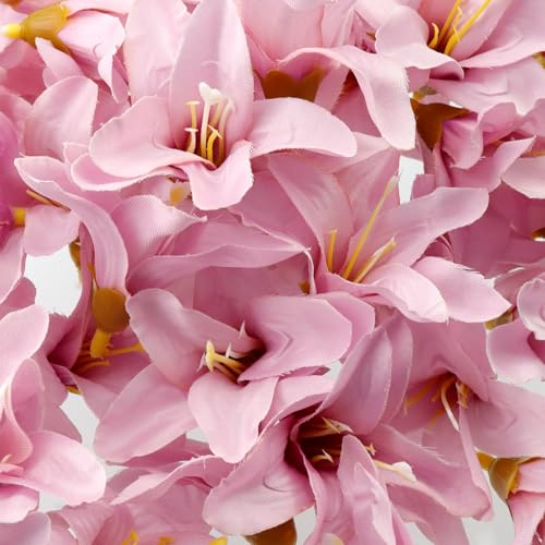 50 PCS Purple Artificial Flower Heads Lily Flowers Bulk Silk Flowers Fake Mini Lilies Flower Heads for Crafts Wedding Home Decoration