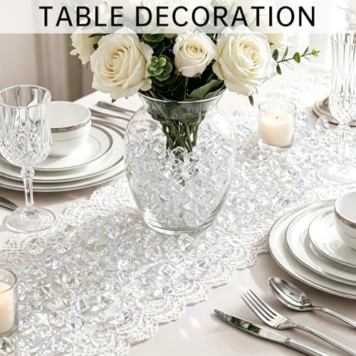 500 Pcs Fake Ice,11 * 14mm,Clear Acrylic Gems Vase Filler,Plastic Diamonds for Table Decoration DIY Craft Aquarium Display Party Centerpieces. - color: Clear, size: 11MMx14MM
