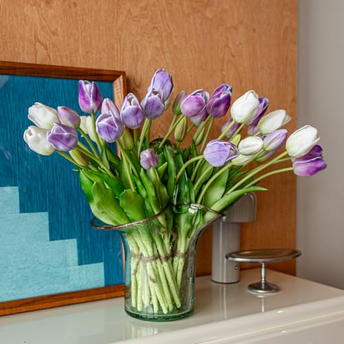 Artificial Tulips Flowers,Latex Bouquet, Fake Tulips,Spring Wedding Home Room Table Centerpiece Decor - color: 40pcs Zsj(no Vase)