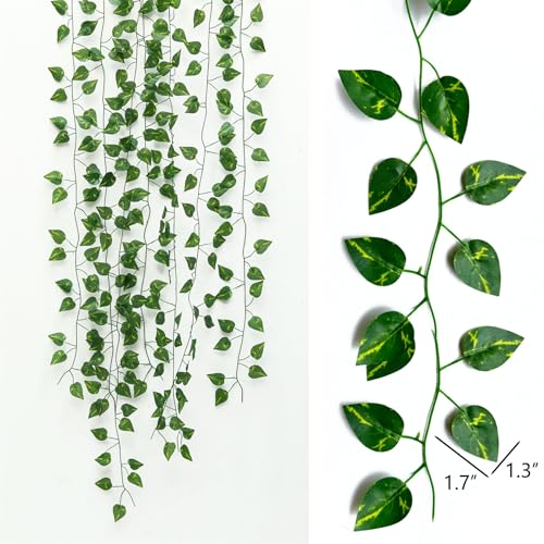 48 Pcs 336 Feet Fake Climbing Vines Ivy for Bedroom, Artificial Greenery Foliage Leaves Garland Wall Plants Decor