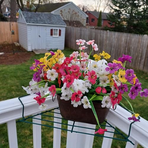 6Bundles Artificial Flowers for Indoor,No Fade Fake Plastic Flowers Faux Plants for Decoration Hanging Planters Garden Porch Window Box Home Wedding Farmhouse (Small Flower)