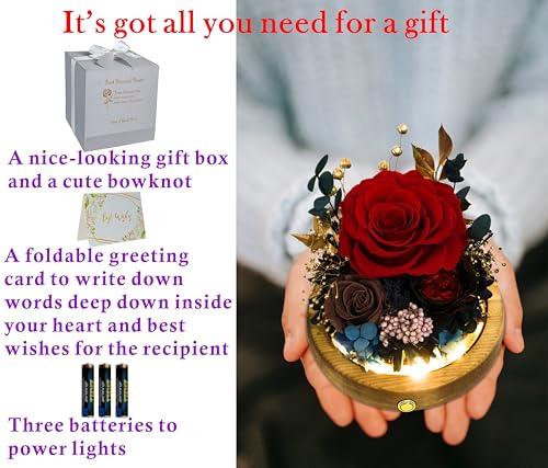 Valley of Rain & Forest Long-Lasting Real Flowers With Delivery | Unique Floral Gift For You to Send Love for All Occasions, Aesthetic Home Decor (Preserved Red Black Roses Arrangement) - color: Red Rose, Brown Rose, Black-Red Austin Rose