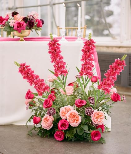 IPOPU 6PCS Delphinium Artificial Flowers 39" Realistic Faux Hyacinth Long Stem Delphinium Silk Flowers for Tall Vase Filling Wedding Centerpieces Home Decor (Rose Red) - color: Rose Red