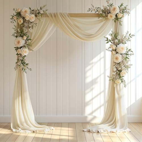 Wedding Arch Draping Fabric, 1 Panel 18FT Nude Sheer Backdrop Curtain Chiffon Fabric Drapery Voile Scarf Draping Panels for Wedding Archway Ceremony Curtain Valance Party Decoration - color: Nude, size: (1 Panel )6 Yards/18ft