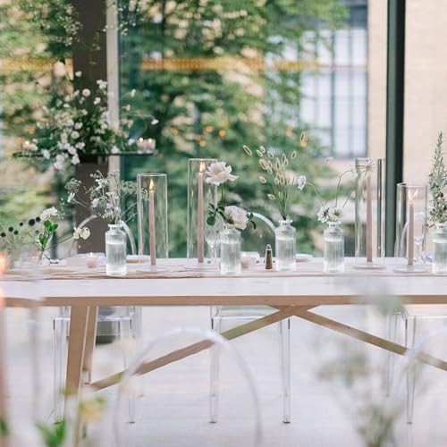 Glass Bud Vases Set of 20, Living Bud Vases, Small Bud Vase in Bulk, Mini Flowers Vases for Centerpiece, Vintage Decorative Vase Set for Table Decorations, Wedding Reception, Home Decor (Clear) - color: Clear