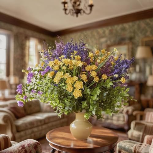 24PCS Artificial Flowers Outdoor, 6 Styles Mixed Fake Flowers for Spring Decor, Shrubs Plastic Flower for Home Decor Indoor Outdoor,Wedding,Party,Office,Garden,Patio,Hotel,Fall Summer Decor - size: 24PCS Mixed Colors
