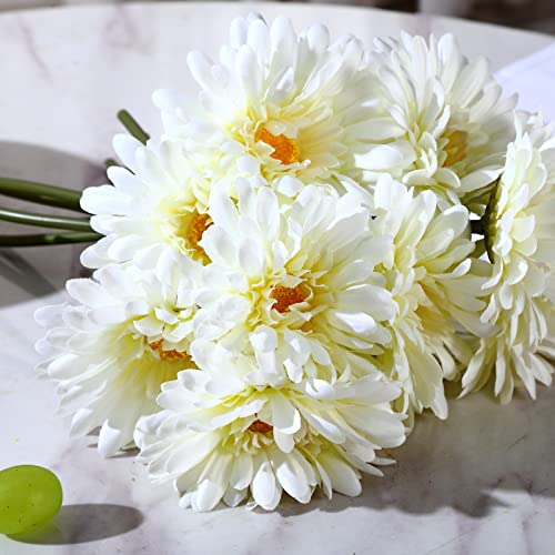 TOPIA Artificial African Daisies Flowers African Daisy Silk Flowers Artificial Gerbera Daisies Faux Daisies Pack of 20 (White) - color: White, size: 20pcs