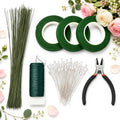 RAINFLOW Mother's Day Floral Arrangement Kit - Floral Tape & Floral Wire Set with Boutonniere Pins & Cutter, Includes 22 Gauge & 26 Gauge Wire for Bouquet & Wreath Making