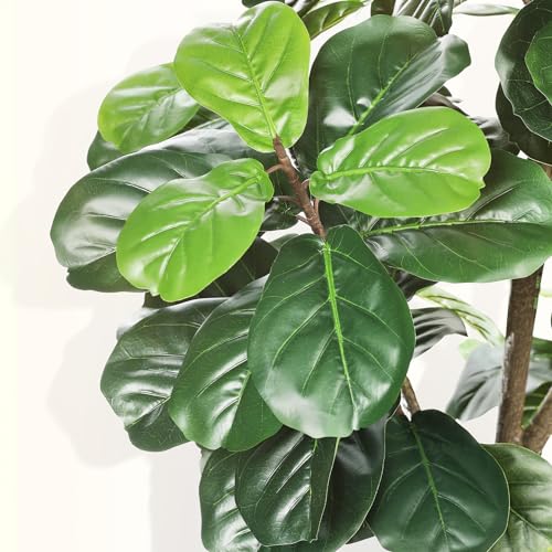 LYERSE Faux Fiddle Leaf Fig Tree 7ft - Artificial Ficus Lyrata Plant in Pot - Fake Fig Tree for Indoor Modern Home House Office - size: 7ft