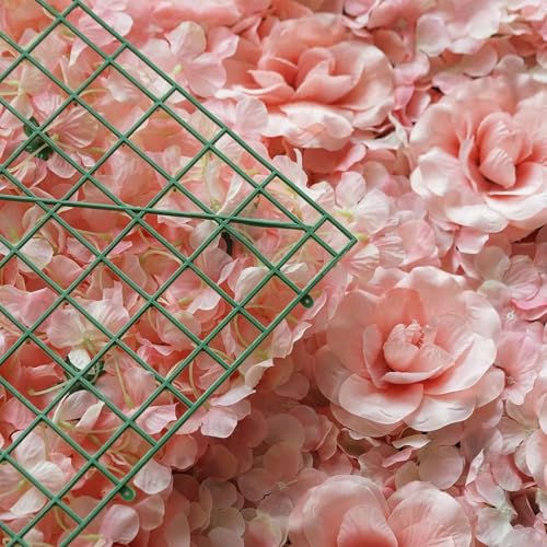 Efavormart 4 Pack Blush 3D Silk Rose and Hydrangea Flower Wall Panels - 11 Sq. Ft. UV Protected Artificial Floral Backdrop Mat for Wedding, Party Photography, Nursery Wall & DIY Decor - color: Blush