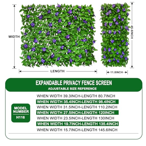 Expandable Fence Privacy Screen for Balcony Patio Outdoor,Decorative Faux Ivy Fencing Panel,Artificial Hedges (Single Sided Leaves)…3 - color: Purple
