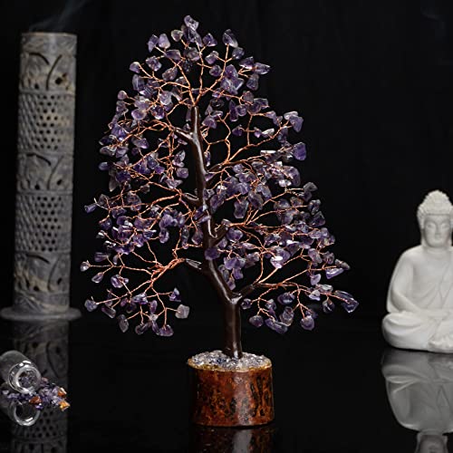 Crocon® Amethyst Crystals Tree, Birthday Gifts for Women & Men, Purple House Decor for Shelf Healing Crystals, Spiritual Gift Purple Decor, House Warming Gifts New Home, Birthday Gift for Mom Sister - color: Bg Amethyst (Copper Wire)