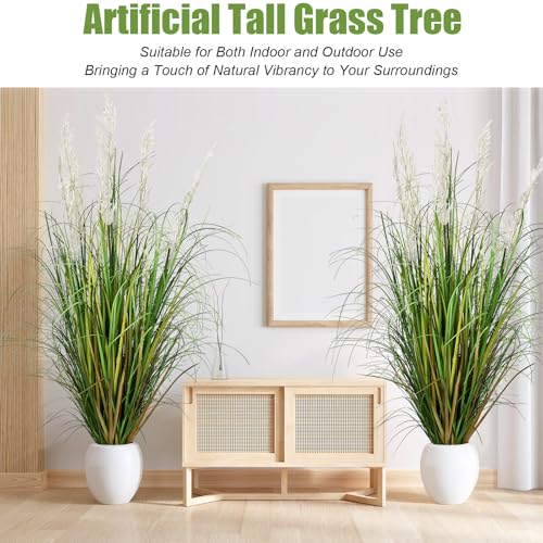 47in Tall Artificial Pampas Grass, 2-Pack Fake Plants for Indoor Outdoor Floor Decor, Large Faux Greenery for Garden Patio Home Lobby - color: 2pack Green