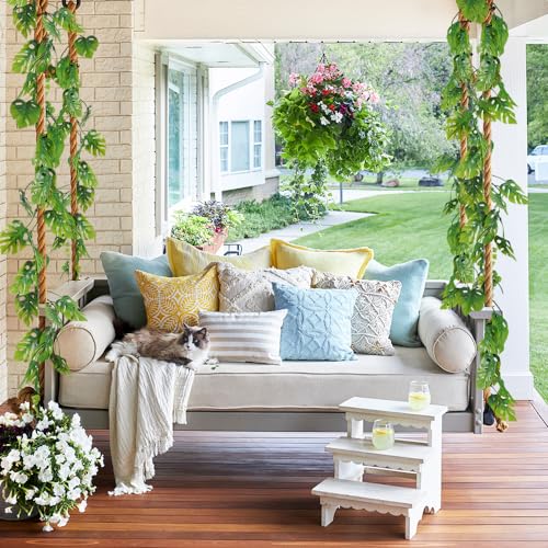 RECUTMS Artificial Monstera Leaves Vines 2Pcs 5.9Ft Fake Tropical Large Palm Leaf Greenery Garland UV Resistant Faux Ivy Rattan for Indoor Outdoor Home Garden Hawaiian Jungle Luau Party Spring Décor - color: Large Monstera Leaf Vines 2pcs