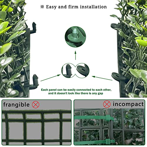 Bybeton 24 Pcs Artificial Grass Wall Panels, 10x10 Inch Fake Boxwood Greenery Backdrop, Realistic Privacy Screen for Indoor Outdoor Photo Background, Spring Decor - size: 10*10IN 24Pcs