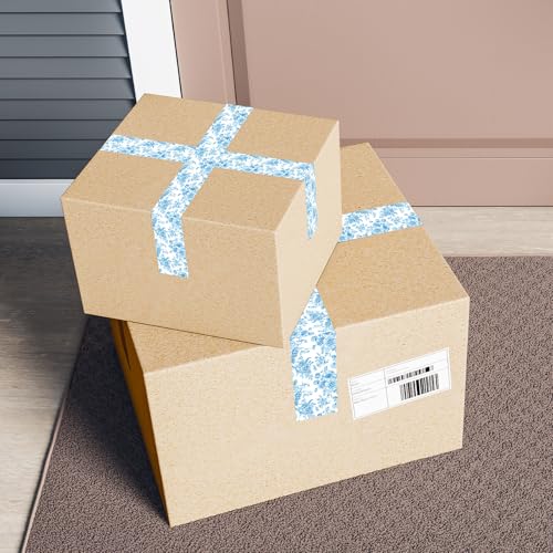 Whaline 109 Yard Blue Floral Packing Tape Chinoiserie Flower Pattern Tape Vintage Floral Waterproof Shipping Tapes for Small Business DIY Crafts Box Carton Decor - style: Blue Floral