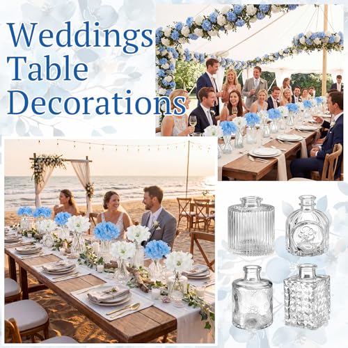 36 Pcs Artificial Flowers Table Centerpiece with Vases Colorful Wildflower Centerpieces Silk Flower Arrangement for Wedding Baby Shower Table Centerpieces Party(Hydrangea,Clear) - style: Hydrangea, Clear